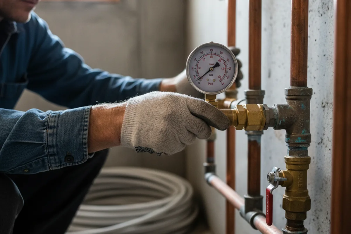 Pressure testing a repaired line during Water Line Repair in Buckhorn
